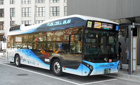 水素エネルギーの普及例：燃料電池バス
